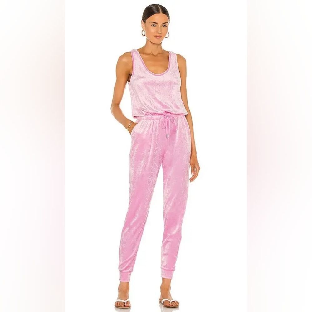 NWT Generation Love Emery Velour Jumpsuit - Bubblegum Pink, Large, Chic Comfort